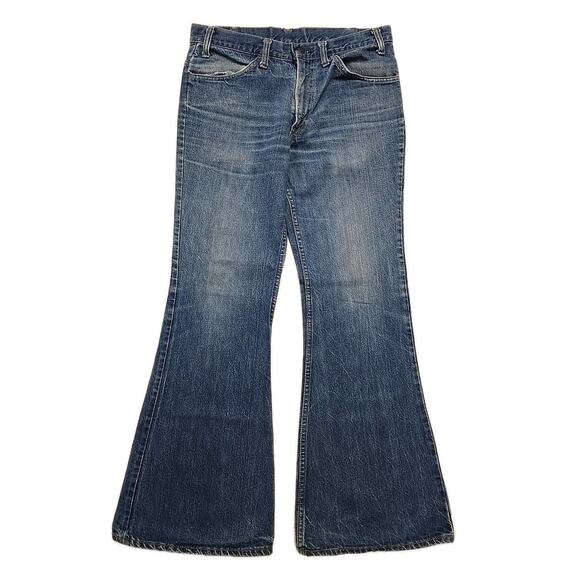 Vintage 70’s Levi’s 684 Orange Tab Bell Bottom Flare Faded Denim Jeans Sz 33X32 - Picture 2 of 12